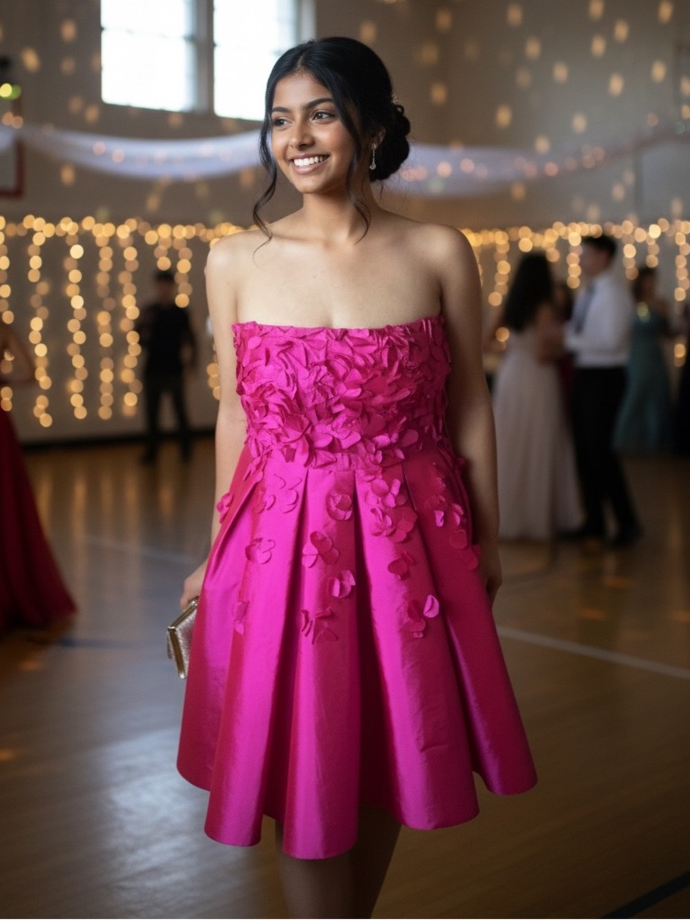 NWT Pretty in Pink Strapless Calvin Klein Dress with Petal Appliqué Fits Size 8